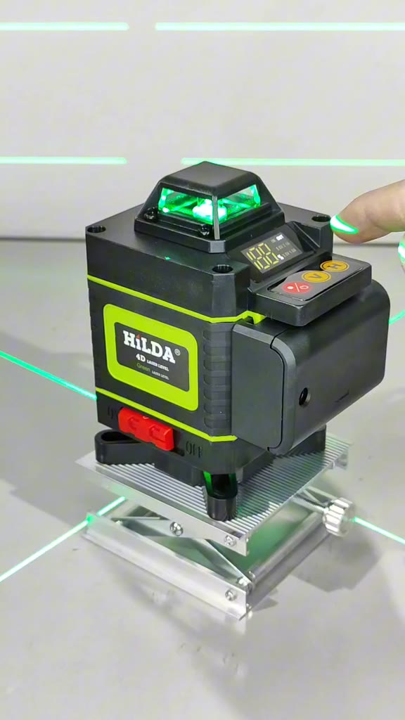 Nível a laser HILDA 16 linhas verde 4D 360 com display digital bateria recarregável controle remoto
