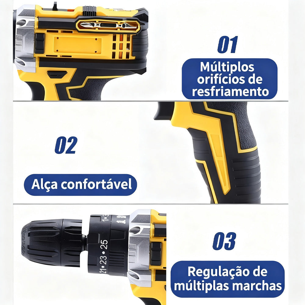 Parafusadeira Furadeira 48V 2 Baterias Com Maleta e Acessórios Completo.