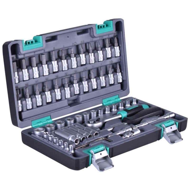 Jogo de Soquetes 1/4 POL Kit com 57 Peças e Catraca STELS