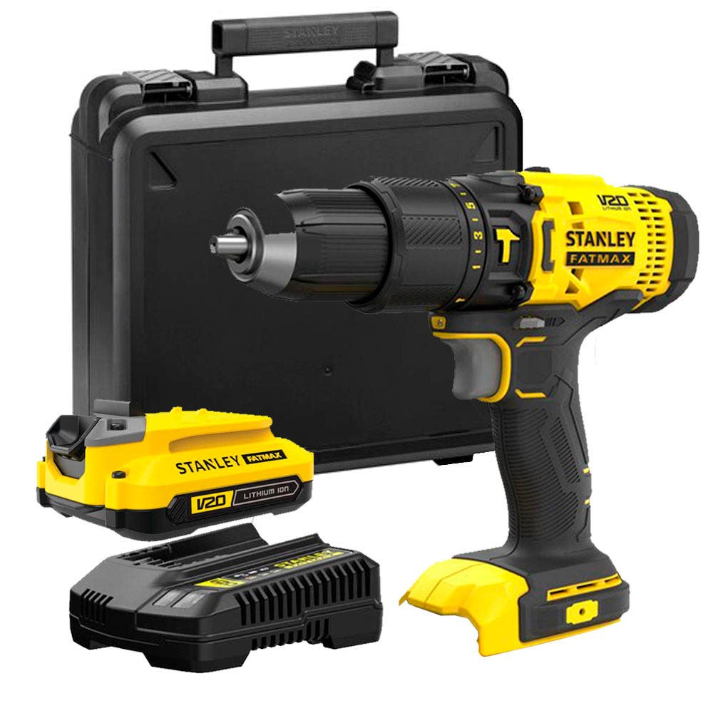 Kit Parafusadeira Furadeira À Bateria 20v 1/2" Com Bateria. Carregador e Maleta SCD711C1K-BR STANLEY